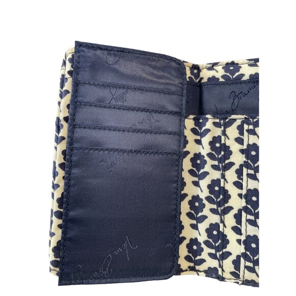 Vera Bradley Twirly Birds Navy Quilted Fabric Wallet Snap Closure ID Window - Picture 4 of 5